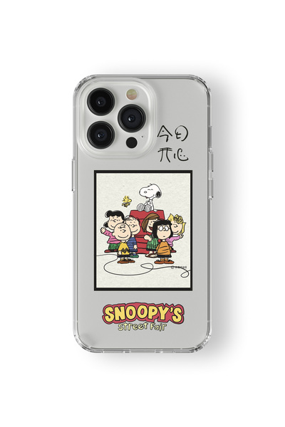 Space Star iPhone 14 Pro Uyumlu Snoopy Street Fair Tasarım Baskılı Şeffaf Kılıf