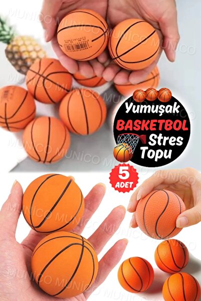 Munico 5 Adet Mini Basketbol Topu Stres Azaltıcı Ev & Ofis Sinir Düzeltici Pa...