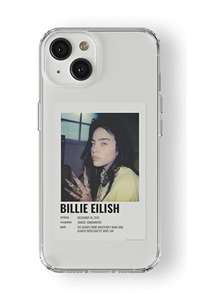 Space Star iPhone 13 Uyumlu Billie Eilish Minimalist Poster Tasarım Baskılı Şeffaf Kılıf