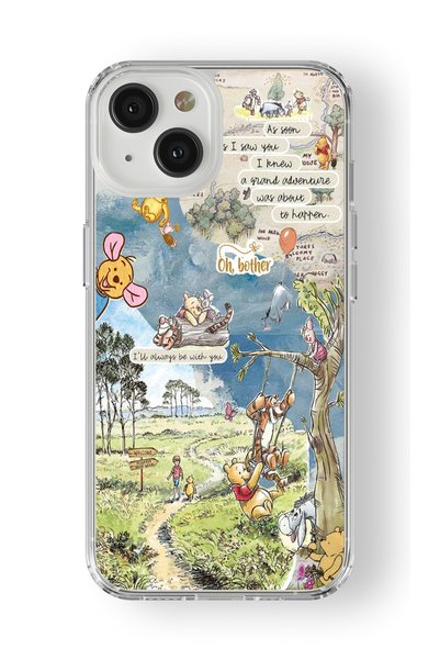 Space Star iPhone 15 Plus Uyumlu Winnie The Pooh Kolaj Tasarım Baskılı Şeffaf...