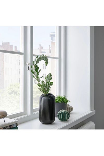 IKEA STILREN 22 CM - Βάζο Κεραμικό Μαύρο Γλάστρα Διακοσμητικό