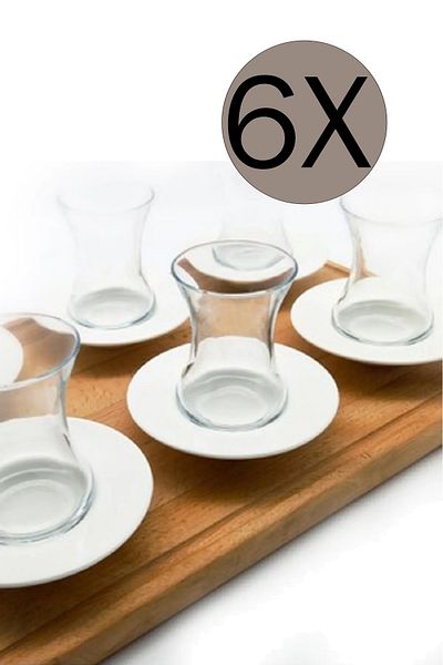 Bonna Porselen Rita 11 cm Glass Cup Plate Set of 6 - Rıt01Cbt