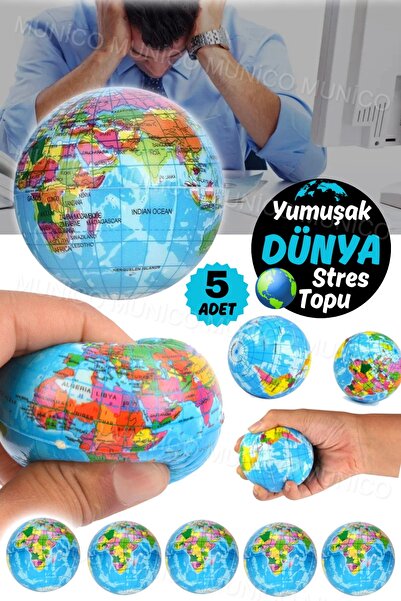 Munico 5 Adet Stres Azaltıcı & Köpek Oyuncağı Yumuşak Dünya Fizyo El Sıkma Eg...