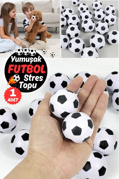 Munico Futbol Topu Görünümlü Antistres Oyuncaklar Çocuklar için Sıkıştırıcı Y...