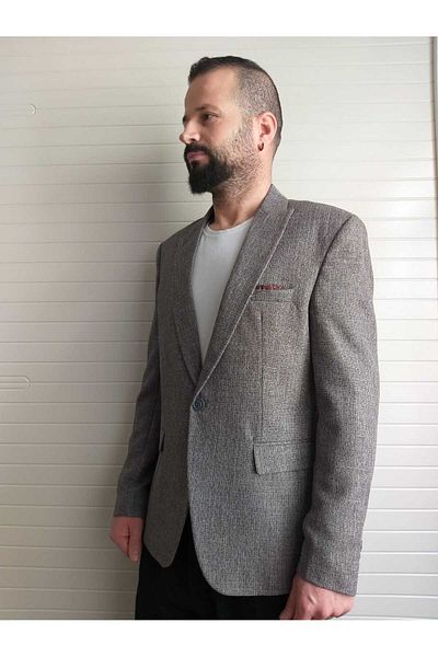 Nokta Moda Men's Blazer Jacket Italian Style Slim Fit Pointed Collar Single 6 Drop Suit Made by Conbin