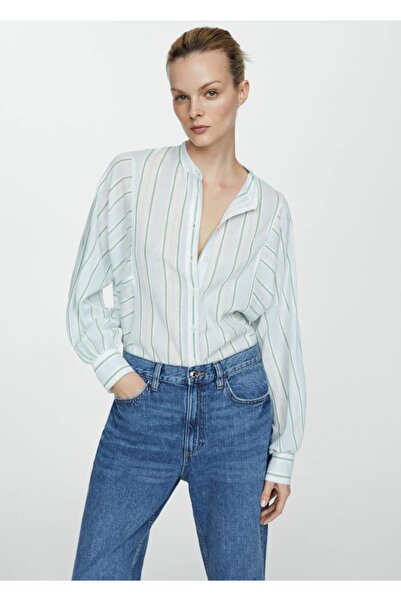 MANGO Woman Çizgili desenli gömlek