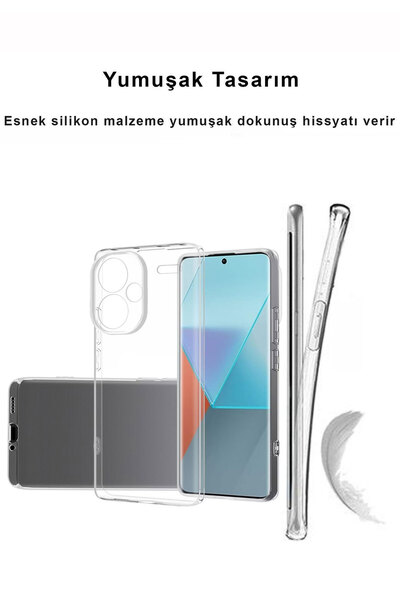 CEPSTOK Xiaomi Redmi Note 13 Pro Plus 5g Kılıf Şeffaf Kamera Korumalı Esnek Yumuşak Silikon