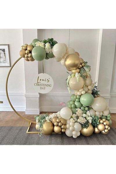 Çemrek Süs Parti Winter green sea sand gold chrome balloon chain set 100 pieces