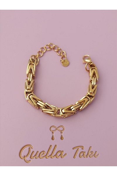 Quella Takı Steel Close Snap Gold Bracelet