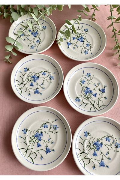 Yiğit Seramik Züccaciye Çiğdem Blue Model 6-Piece Tea Plate