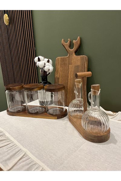 may home design Double Stand Oil Pot/Triple Stand Walnut Spice Pot Set