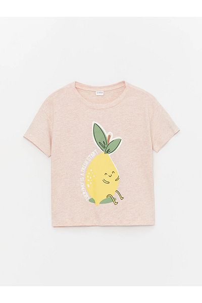 LC Waikiki LCW Kids Crew Neck Printed Short Sleeve Girls' Pajamas Set with Shorts