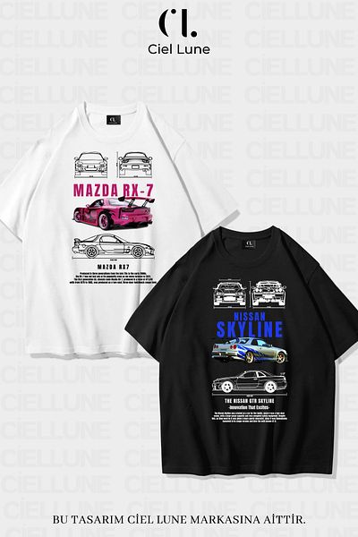 NEVERMIND Μπλουζάκι Unisex Fast & Furious Skyline & MazdaRX7 με μπροστινή εκτύπωση Lover Couple Combination Μπλουζάκι μεγάλου μεγέθους