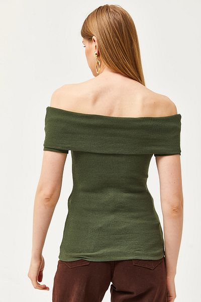 Olalook Γυναικεία Μπλούζα Lycra με Γιακά Madonna Khaki BLZ-19002586