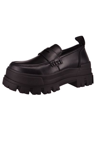 Buffalo Damen Klassische Halbschuhe Aspha Loafer 1622104 Schwarz Siyah Kunstleder