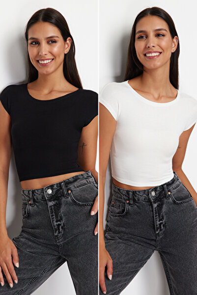 Trendyol Collection Bluză tricotată alb-negru TWOSS24BZ00537