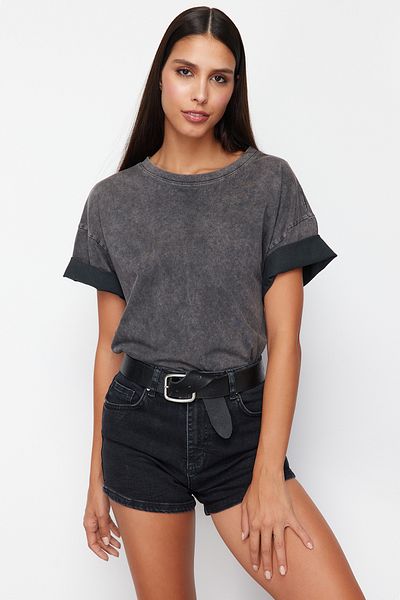 Trendyol Collection Black Denim Mini Shorts Twoss24Sr00163