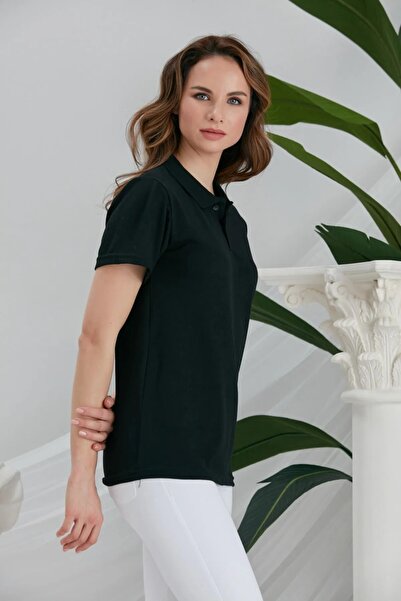 tynemode Γυναικείο καλοκαιρινό μπλουζάκι με μαύρο γιακά πόλο