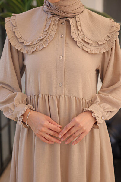 benguen 2079 Sukienka z kołnierzykiem dla niemowląt taupe