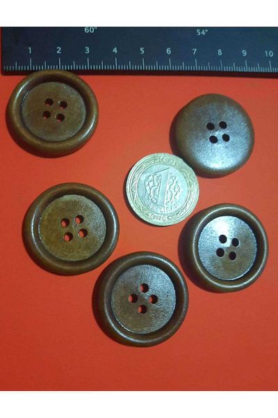 Beyna NATURAL WOODEN BROWN BOARD 3 CM BUTTON 1 PACK 10 PIECES