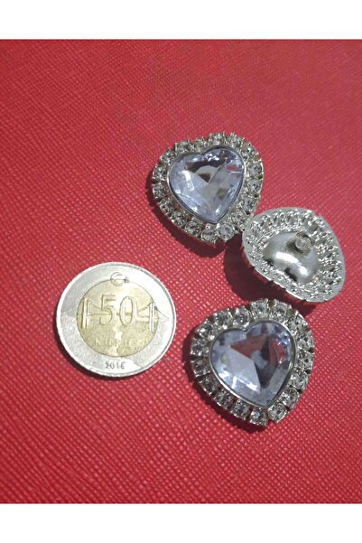 Beyna زر معدني من حجر الكريستال على شكل قلب 2.5 سم 1 حزمة 3 قطع