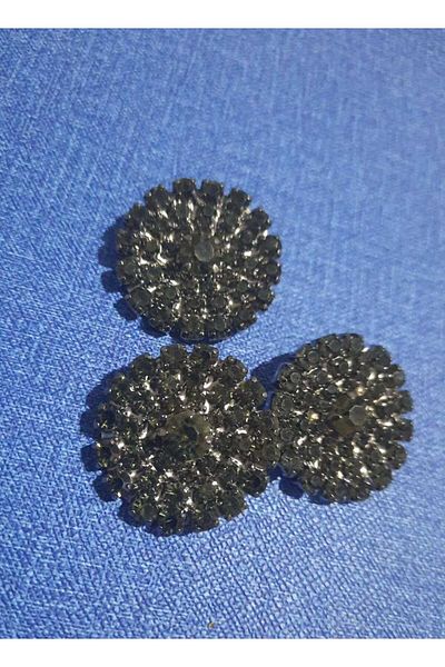 Beyna BLACK CRYSTAL STONE METAL BUTTON 3 CM 1 PACK 3 PIECES