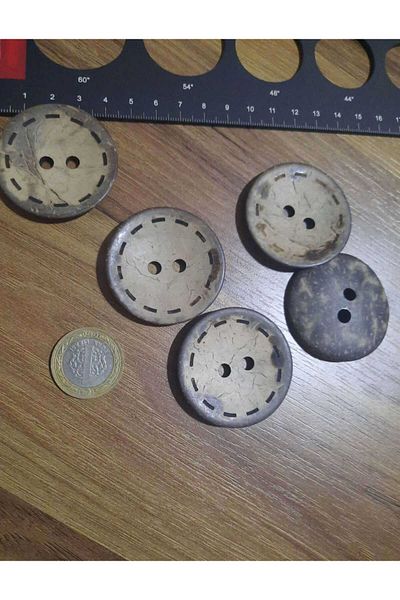 Beyna NATURAL WOODEN BOARD 4.5 CM LASER DRAWING COTTON BUTTON 1 PACK 10 PIECES