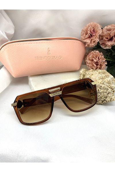 Di Caprio Rudni Brown Women's Sunglasses with Gold Detail