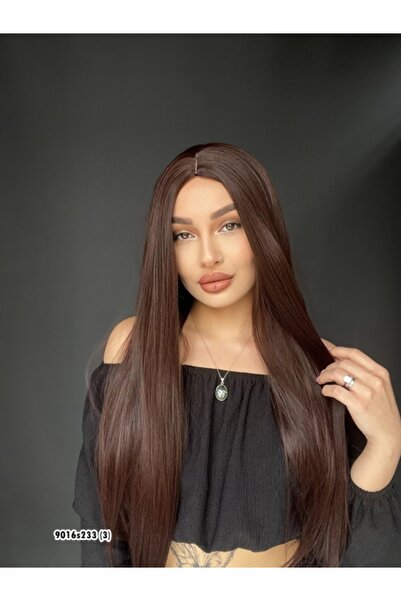 Suzan Peruk Düz uzun Perçemsiz Cilt görünümlü  Medikal  özel peruk Sıcak Kahve