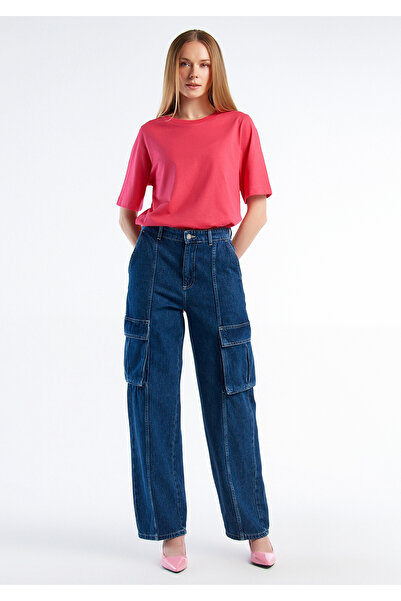 United Colors of Benetton Pantaloni indigo pentru femei - 100% bumbac, etiche...