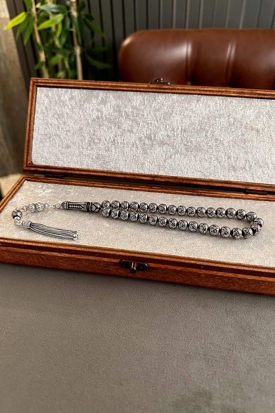 dergah tesbih Üstad M.serkan Coşkun Full Silver Ankle Length Kuka Prayer Beads