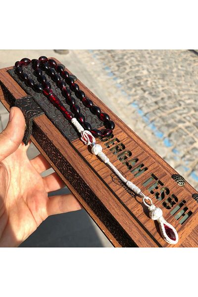 dergah tesbih العصر الأحمر المتعرج العنبر