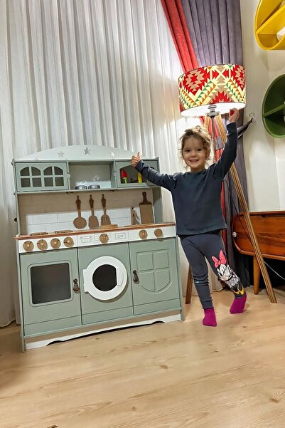 Hedef Ahşap Boyalı Ahşap Oyuncak Mutfak Servis Seti Ve 1 Led Aydınlatma Hediyeli