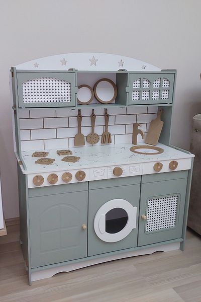 Hedef Linden Green Wooden Toy Kitchen Set (LED)