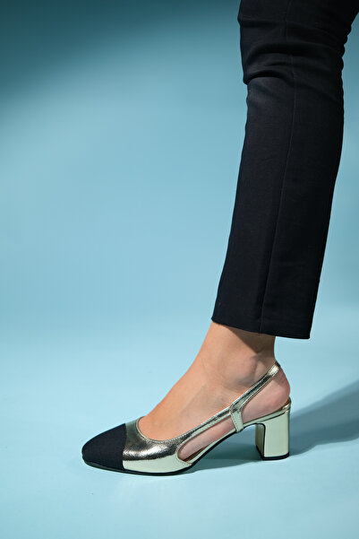 LuviShoes S3 zlato-černé dámské boty na podpatku