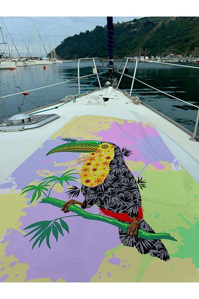 Miami Beach Unicex Yellow Bird Printed Fast Water Absorbing Pool Beach Towel
