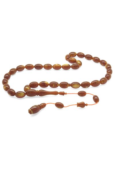 Tesbihane Systemed Barley Cut Pearlescent Brown Colorful Catalin Rosary