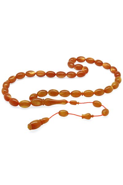 Tesbihane Orange Pearlescent Barley Cut Catalin Rosary - Systemed