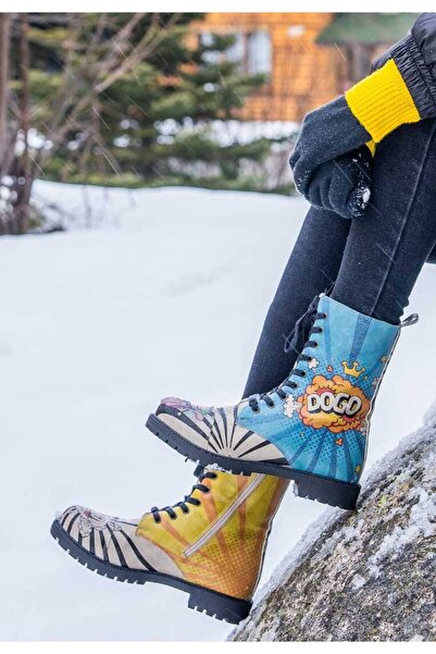 Dogo Γυναικείες Vegan Δερμάτινες Πολύχρωμες Μακριές Μπότες - Dogo Cool Design