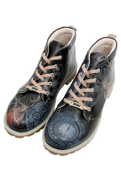 Dogo Ανδρικά Vegan Δερμάτινα Μποτάκια Navy Blue - Times Up Deer Design