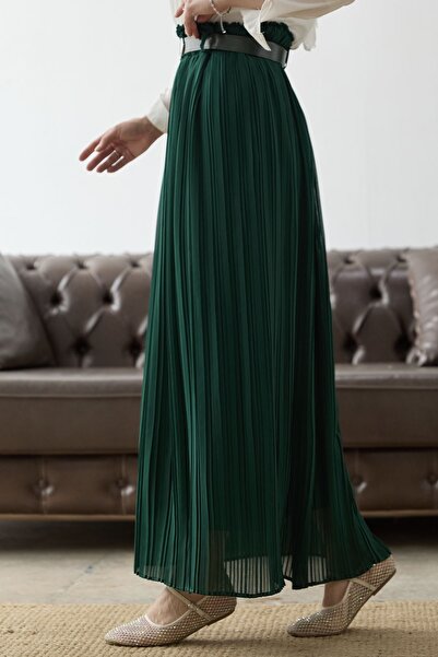 InStyle Φούστα σιφόν με ζώνη στη μέση - Emerald Green