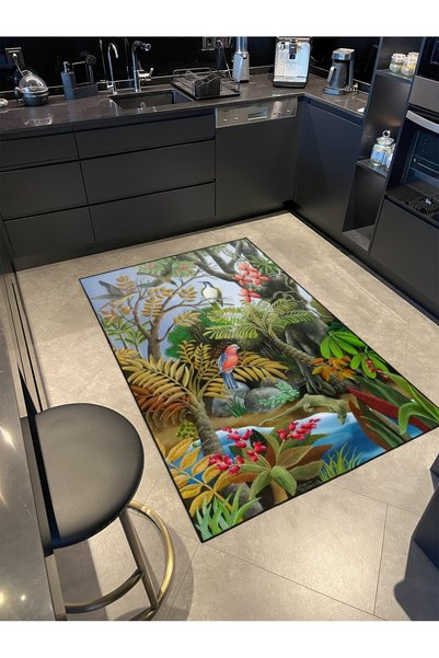 Rugs Modern Halı Covor decorativ cu model natural colorat și papagali miravip438