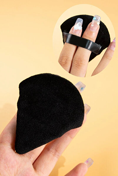 H&E LUXURY DESIGN Hijyenik Saklama Kutulu Pudra Fondöten BB Krem Yıkanabilir Siyah Uygulama Aparatı Puff Sünger