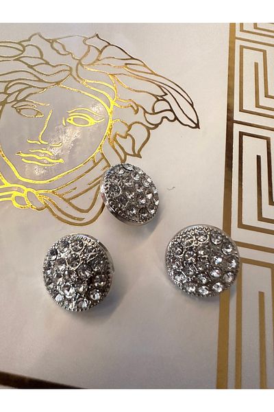 ODDA TASARIM ATÖLYESİ Round top with crystal stones silver color set of 3 (1,5cm)