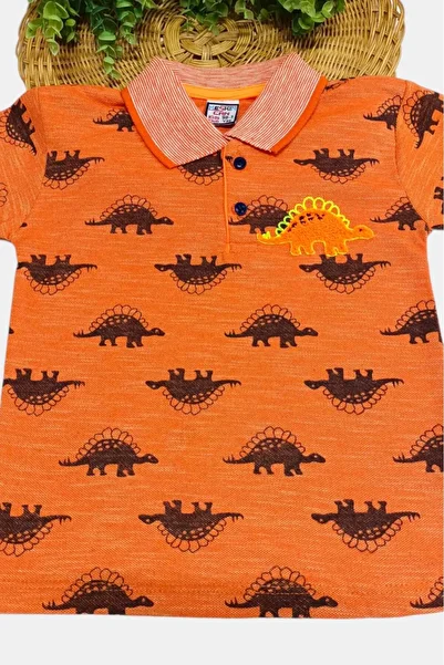 dinamik çocuk Tricou cu mânecă scurtă pentru copii, cu gât polo, cu dinozaur Lacos de vară