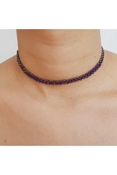 Handmade By HLY قلادة المختنق الأرجواني - صناعة يدوية