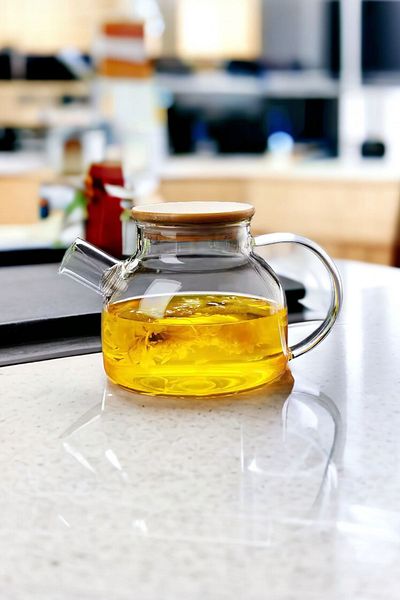 Akkoyunlu home Glass Teapot with Bamboo Lid 1 L Borosilicate Teapot