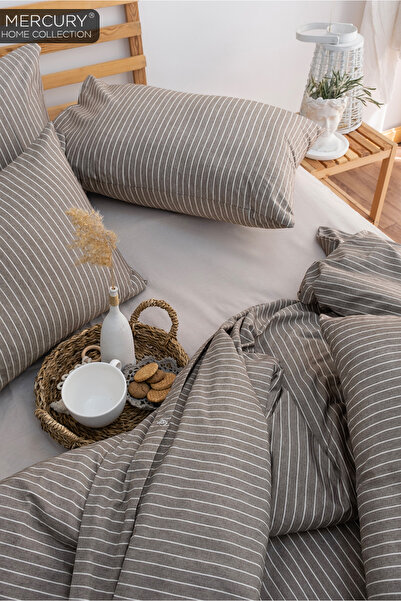 Mercury Line Brown dupla paplanhuzat szett - pamut és illeszkedő lepedő