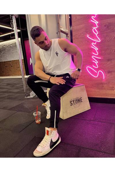 Sporcum Siyah Pamuklu Slimfit Dar Kalıp Manşet Paça Cepli Erkek Jogger Eşofma...