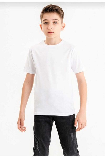 Fun Παιδικό μπλουζάκι Basic Crew Neck 100% Cotton Plain
